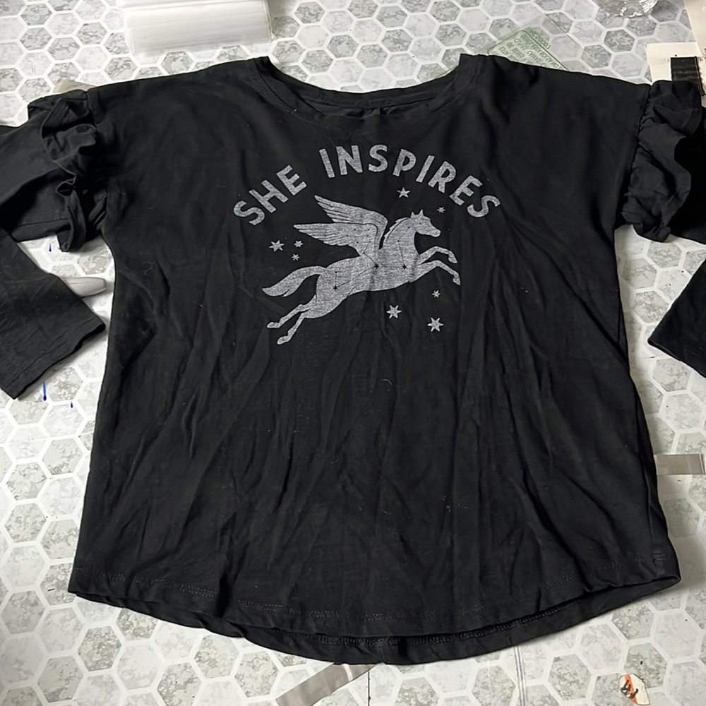 Old Navy Large Youth She Inspires Unicorn Puff Sleeve Long Sleeve Blouse